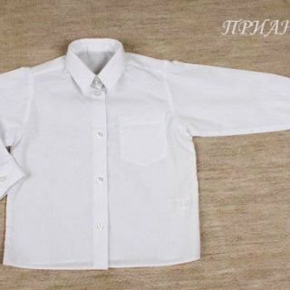 Бяла ученическа риза с дълъг ръкав  GMAT907