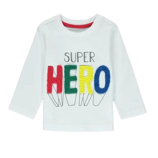 Бяла блуза с цветна бродерия SUPER HERO DMAT1206