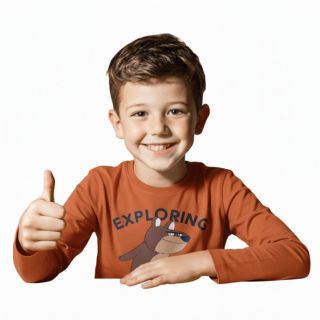 Кафява блуза с принт  DHM1297
