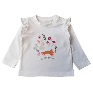 Бяла блузка с цветя и животни GMAT1277-2 Бяла блузка с цветя и животни GMAT1277-2