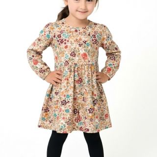 Бежова рокля с цветя и животни GMAT1279-1