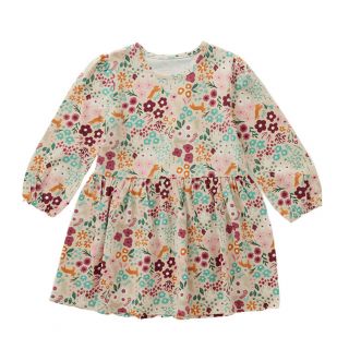 Бежова рокля с цветя и животни  GMAT1279-1