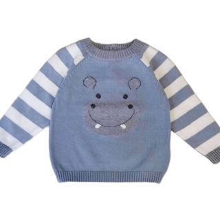 Светлосин пуловер с хипопотам WPM2175 Светлосин пуловер с хипопотам WPM2175