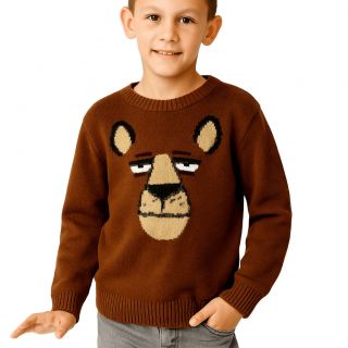 Кафяв пуловер с мече DHM1302 Кафяв пуловер с мече DHM1302