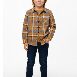 Карирана бархетна риза в тъмносиньо и охра DMAT1139 Карирана бархетна риза в тъмносиньо и охра DMAT1139