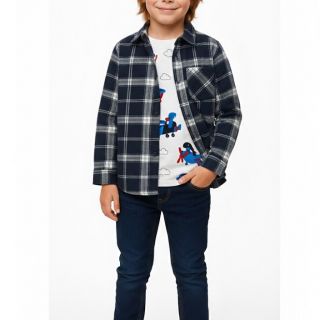 Карирана бархетна риза в тъмносиньо DPM701 Карирана бархетна риза в тъмносиньо DPM701